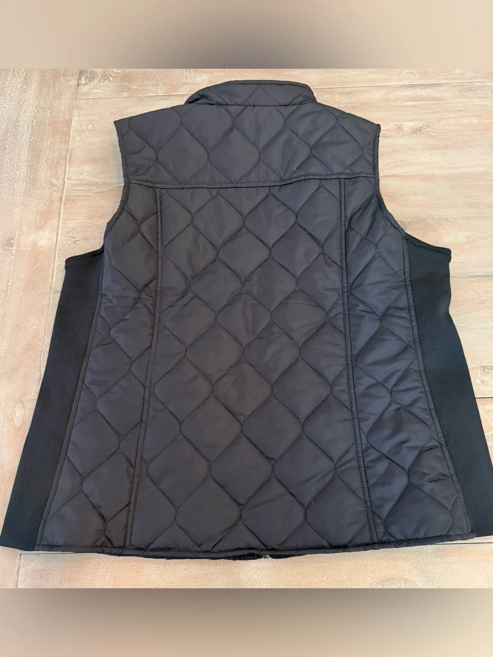 Kim Rogers Women’s Petite Side Ribbed Quilted Vest Black Sz LP Preowned